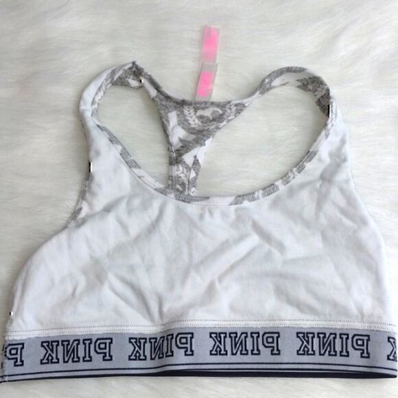 PINK by Victoria's Secret Sports Bra size Small color Grey/White/Black - Picture 4 of 5
